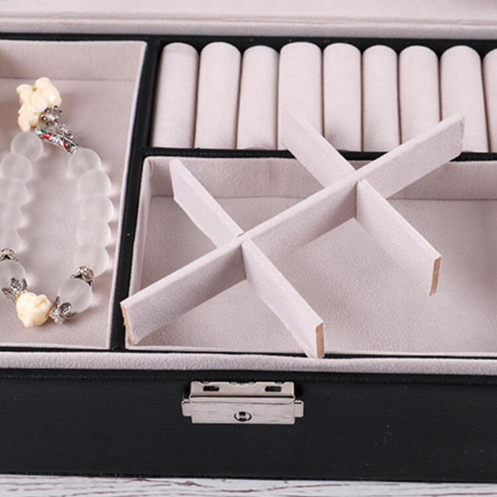 2pcs Jewelry Box Organizer Display Dual Layer Case for Earrings Brackets