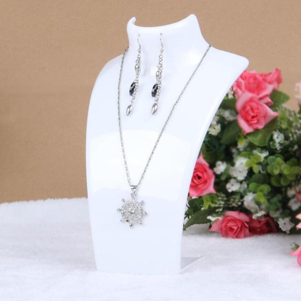 Acrylic Necklace Pendant Display Bust Mannequin Stand Holder White