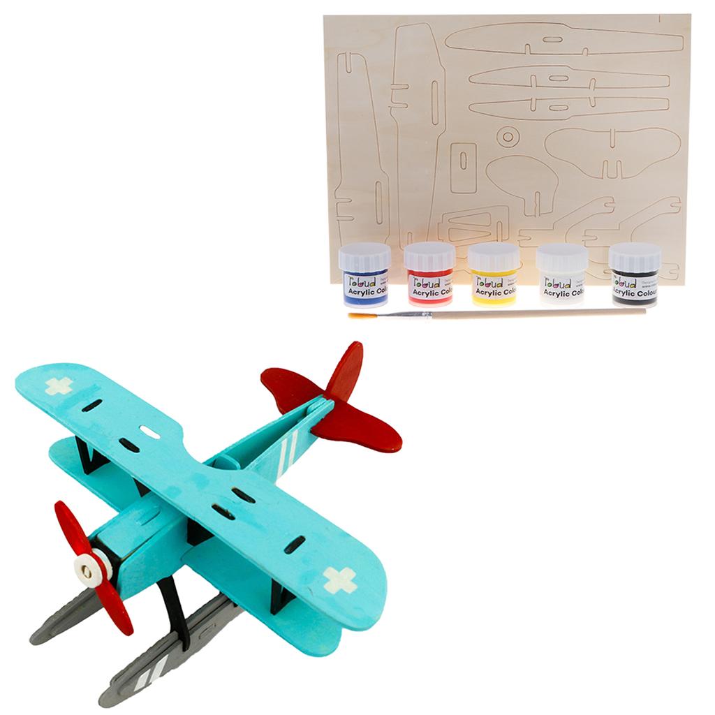 Children's Handmade DIY 3D Wooden Jigsaw Puzzle Educational Toy Seaplane