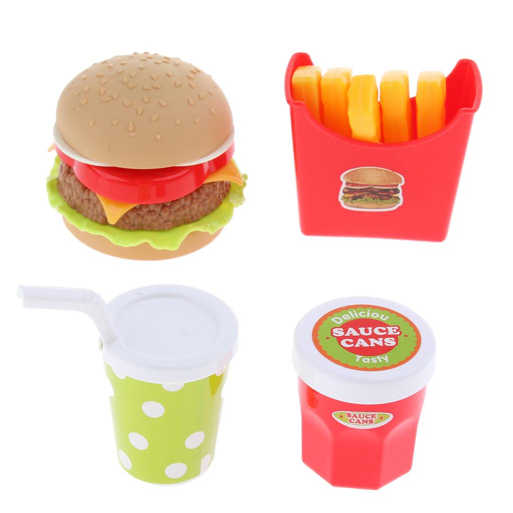 Child Pretend Play Food Toy Burger Fries Fast Food Cooking Kitchen Set ...