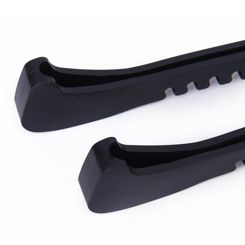 1Pair Black  Plastic Ice Hockey Skate Blade Guards Covers Adjustable 