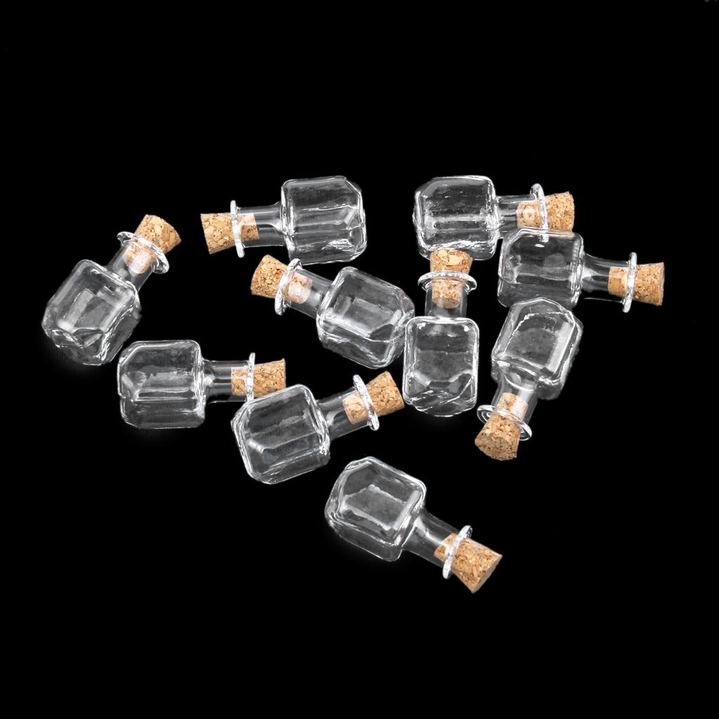 10pcs Mini Tiny Cork Stopper Transparent Glass Bottles Vials Jars Craft