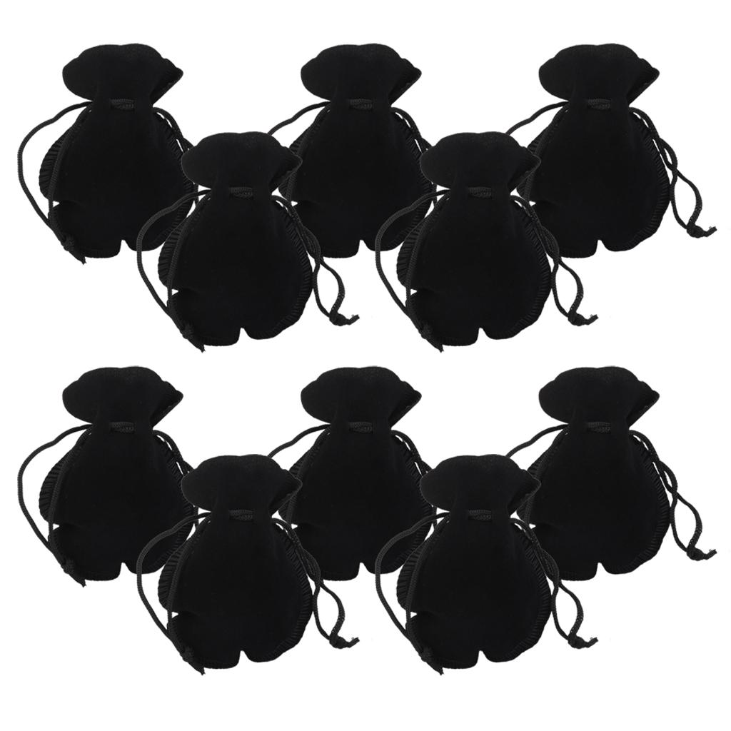 Phenovo Flannelette Bags Jewelry Pouch Drawstring Gift Candy Bag 10PCS Black