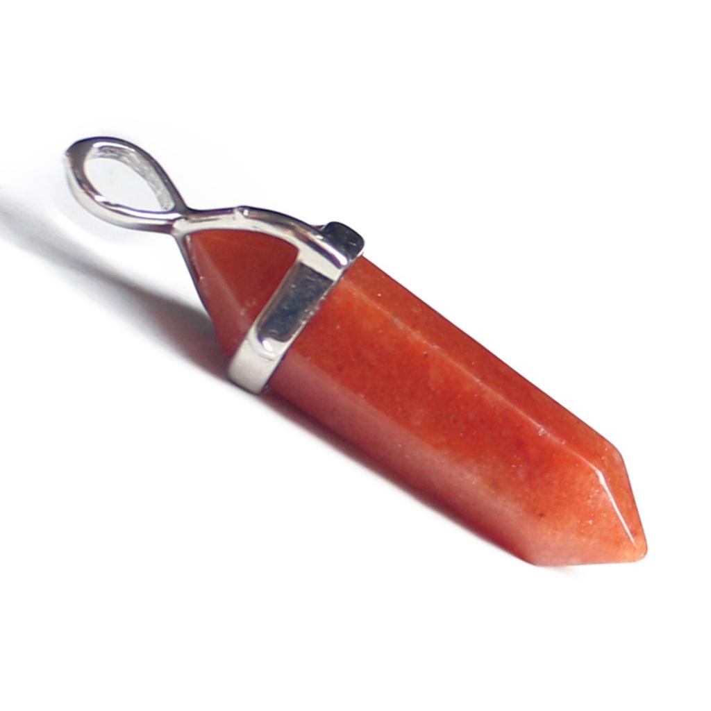 Red Aventurine Hexagonal Pointed Reiki Healing Pendant Fit Chain Necklace