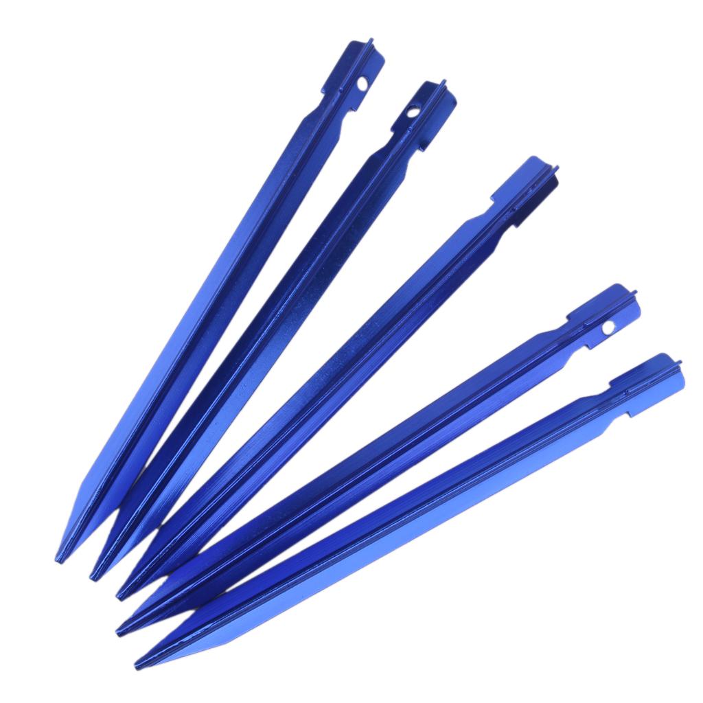5 x Outdoor Camping Hiking Awning Aluminum Tent Pegs Stakes Nail Tools Blue