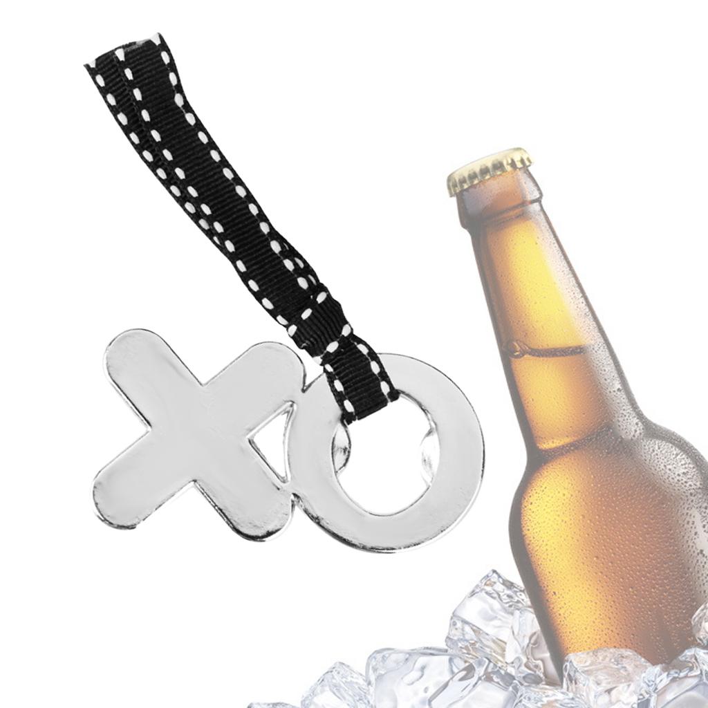XO Letters Wine Beer Bottle Cap Opener Wedding Favor Gift Silver