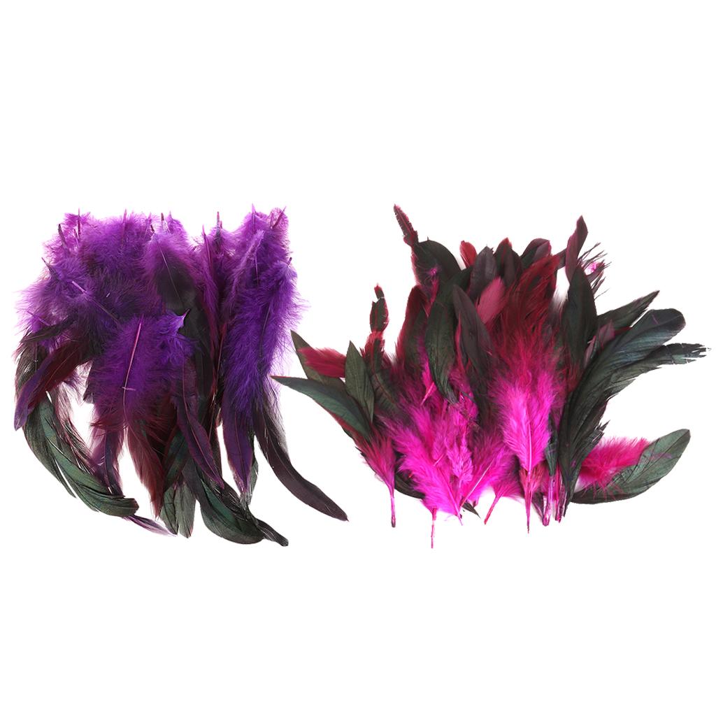 50pcs Beautiful Rooster Feathers Fringe Decoration Home Craft DIY Rose Red