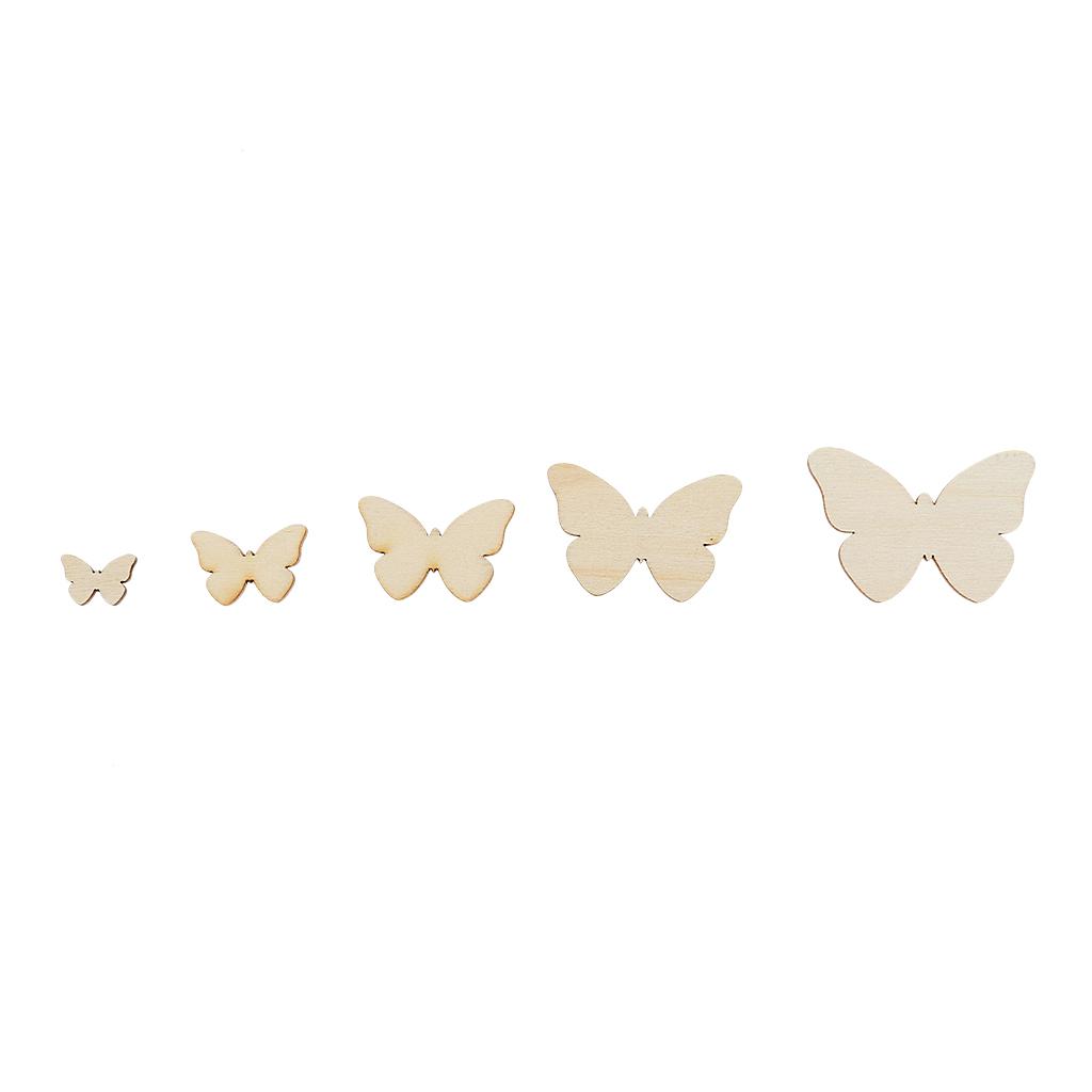 50 Wooden MDF Plain Butterfly Shapes 6cm x 3mm