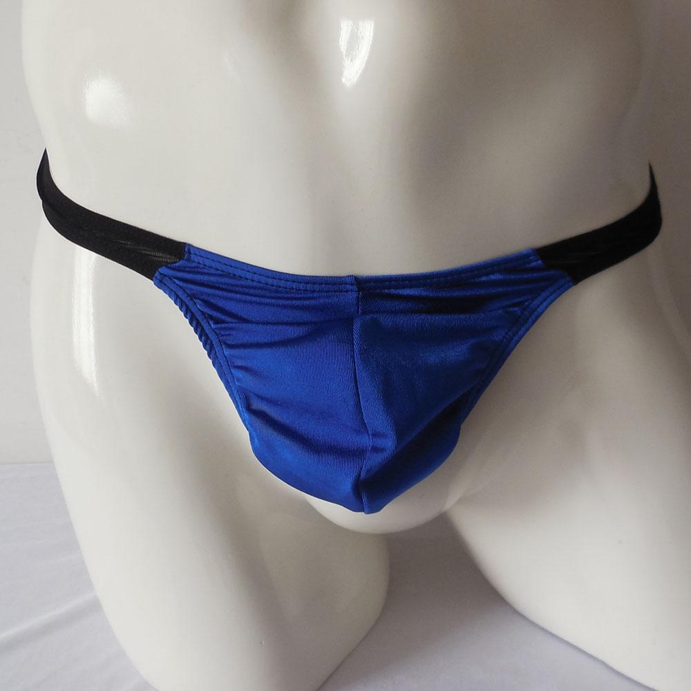 Sexy Men's Metal Ring Stretch Pouch Thong Underwear Blue