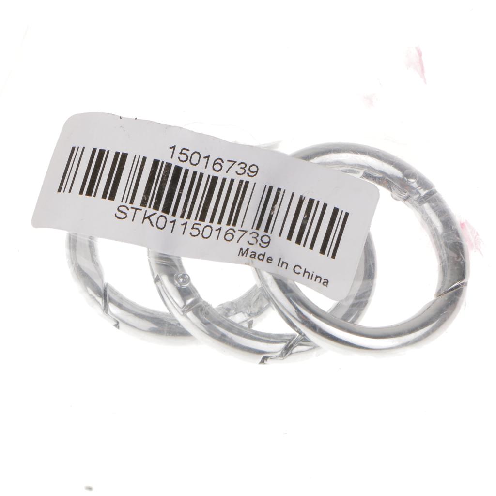  3pcs Silver Plated Alloy Round Spring Snap Hooks Clip 35mm