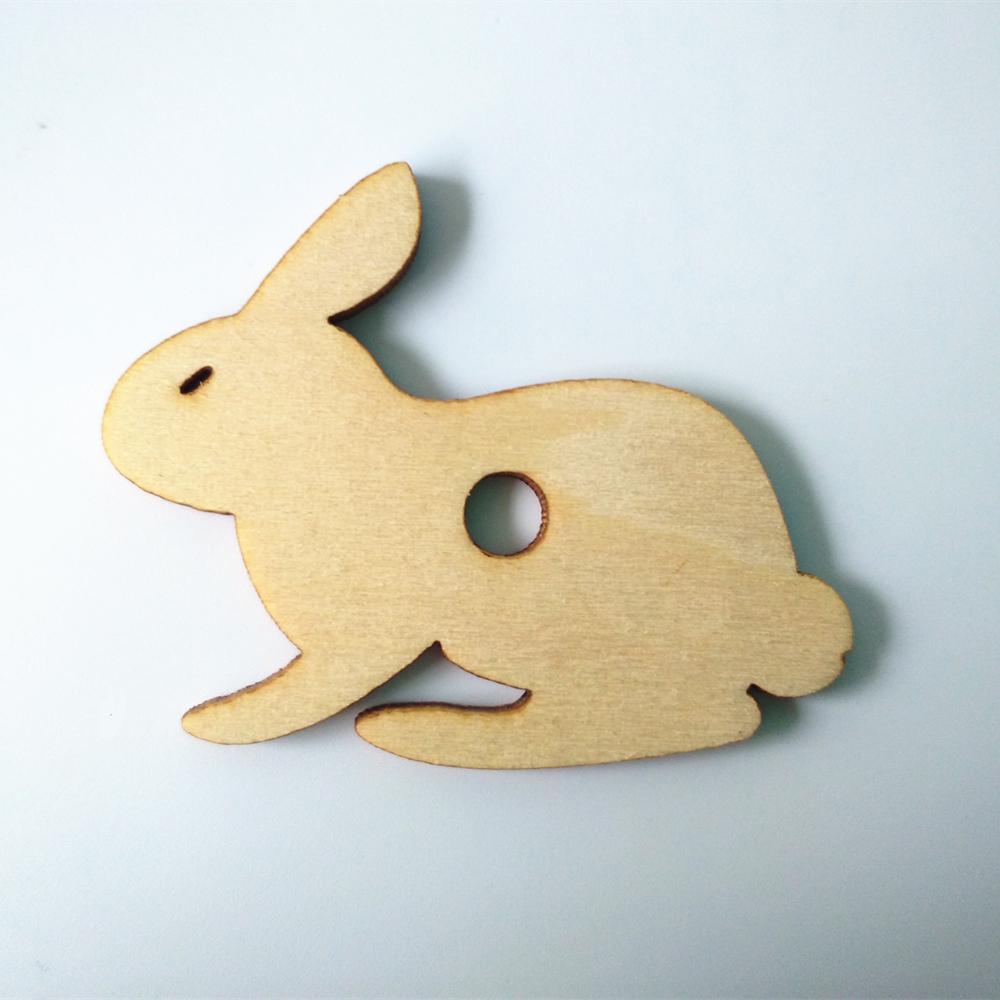20pcs Wooden Rabbit Shape with Holes Art Embelishment