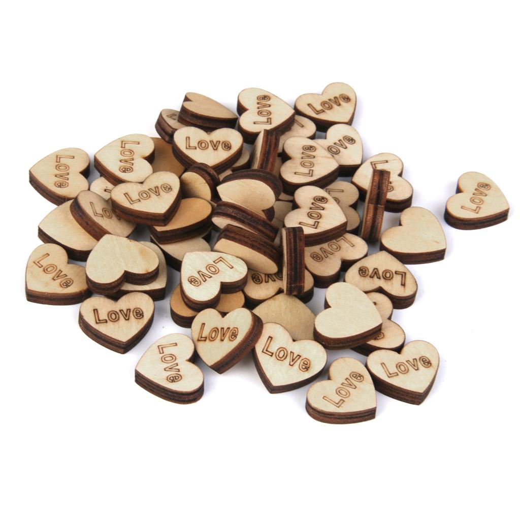 50pcs Naturel Wooden Hearts Scrapbooking Embellishments Crafts 18x5mm 