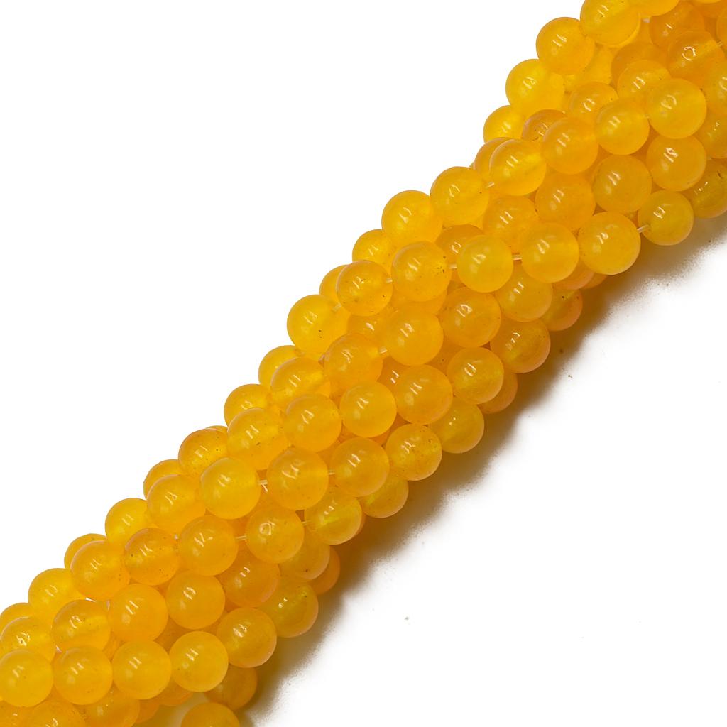 6mm Goldenrod Yellow Jade Round Gemstone Loose Beads Strand 15''