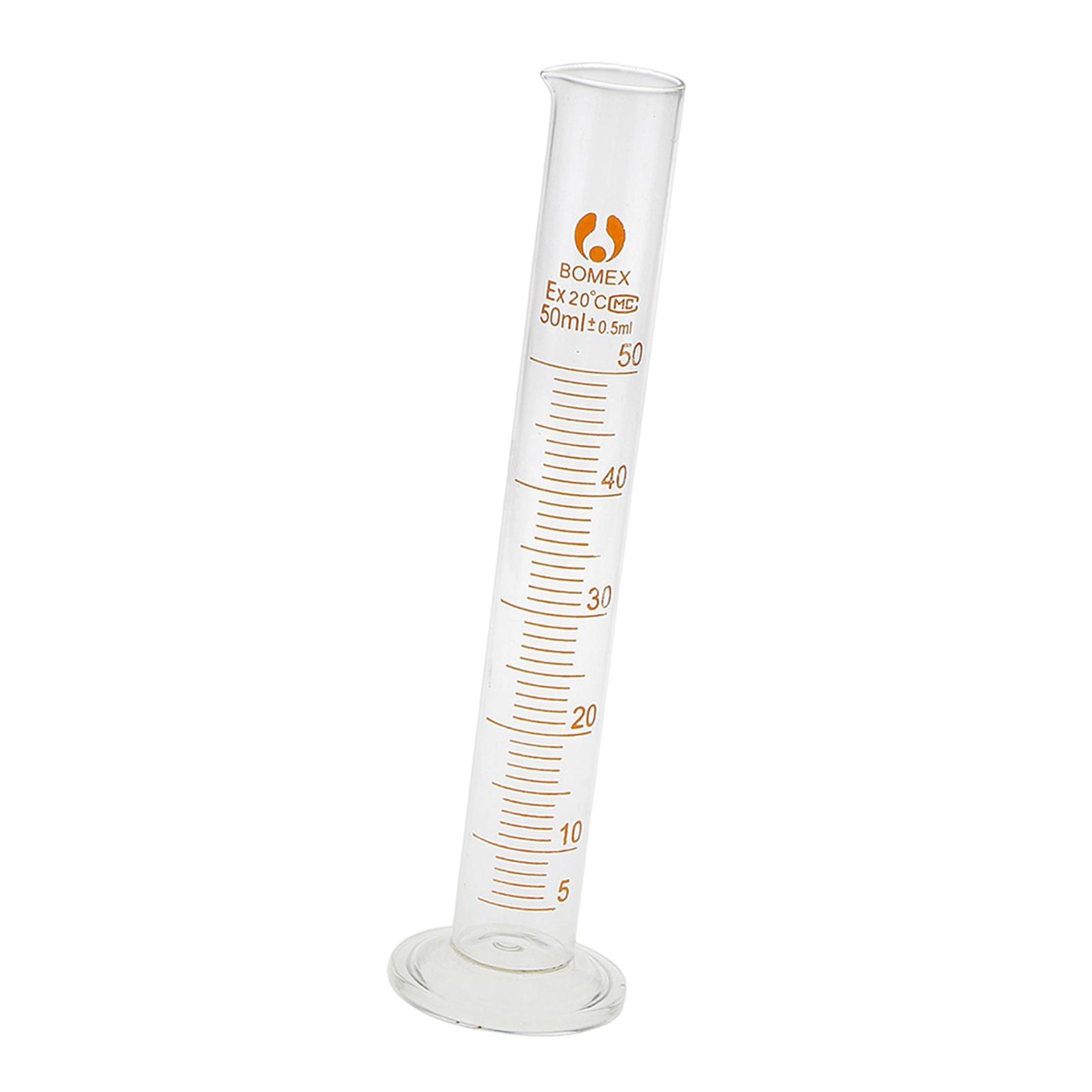 Glass Measuring Cylinder Chemistry Lab Measure Graduated Professional 50ml