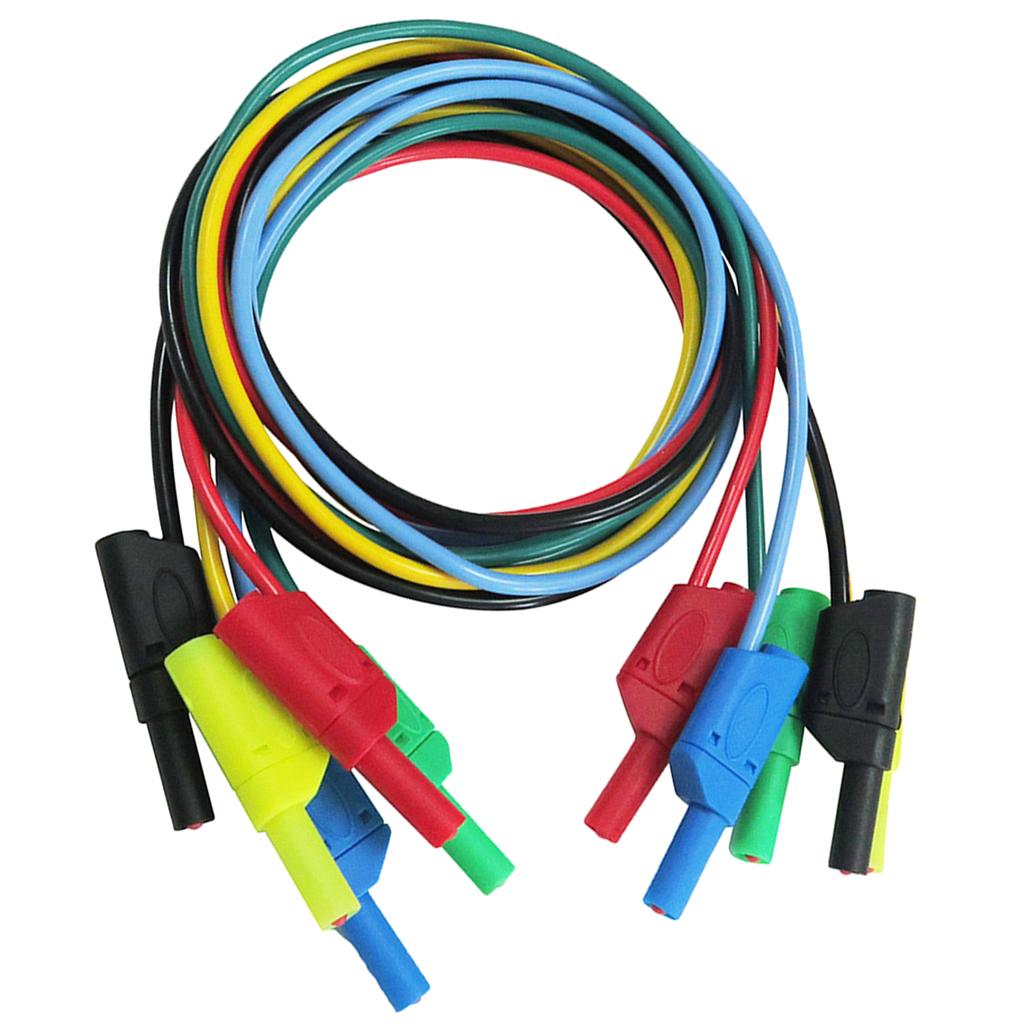 5Pcs 5 Colours 1M 4mm Banana to Banana Plug Soft Silicone Test Cable Lead for Multimeter