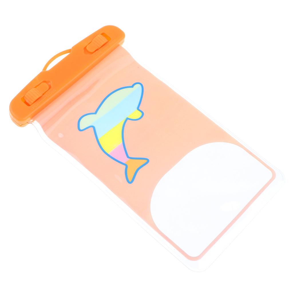 Waterproof Phone Case Anti-Water Pouch Dry Bag Cover  Orange Dolphin