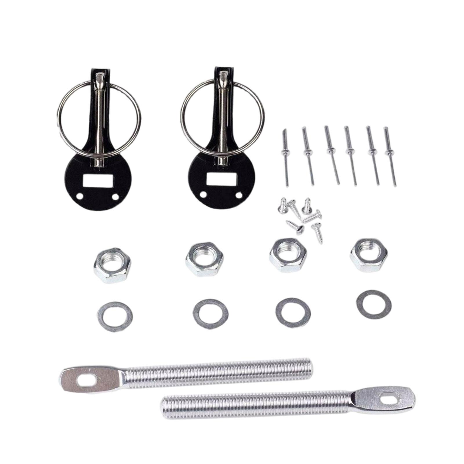 Hood Pin Lock Kit Metal Exterior Parts Durable Black Fit for Racing Car