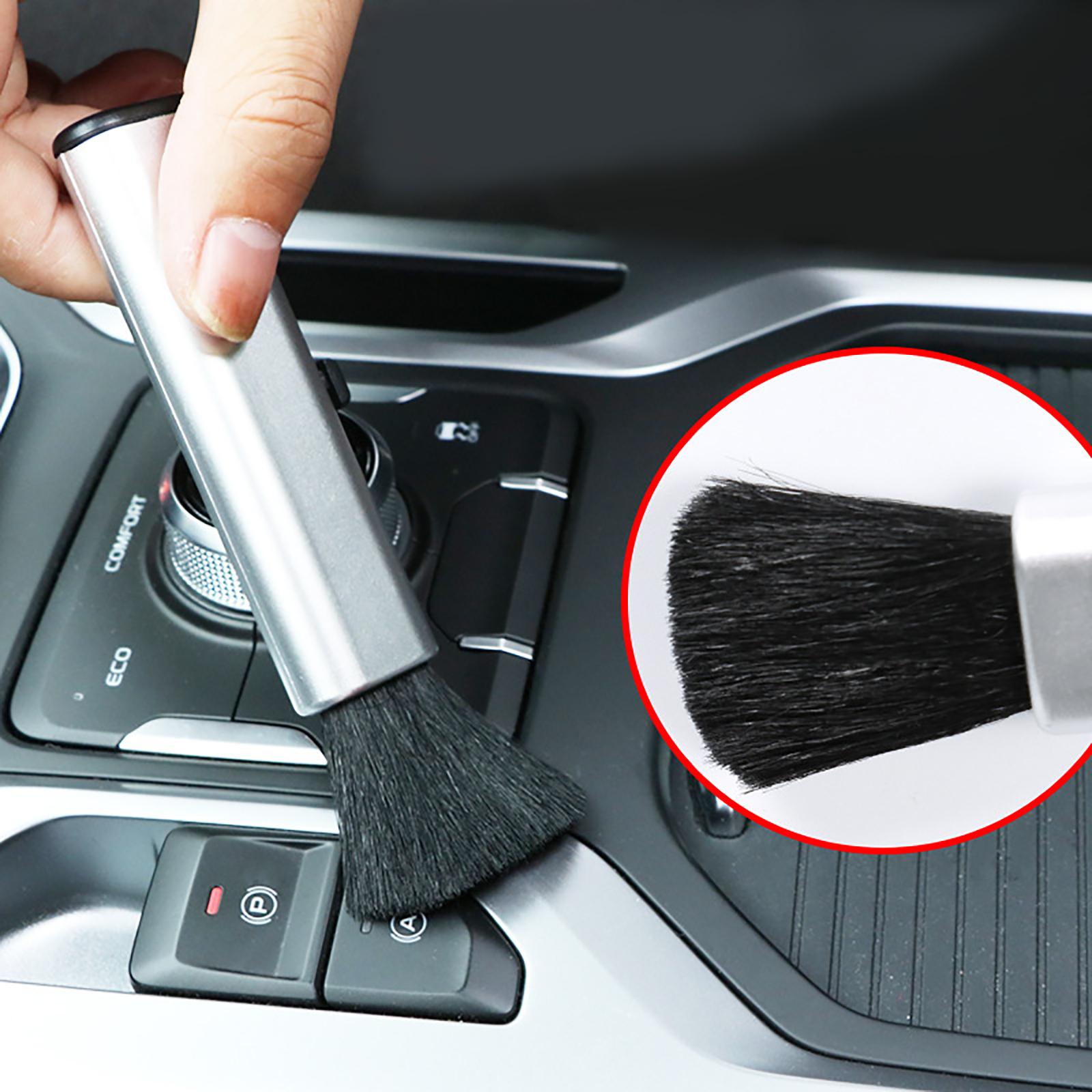Mini Automotive Detail Brushes Retractable Vents for Engine Keyboard silver