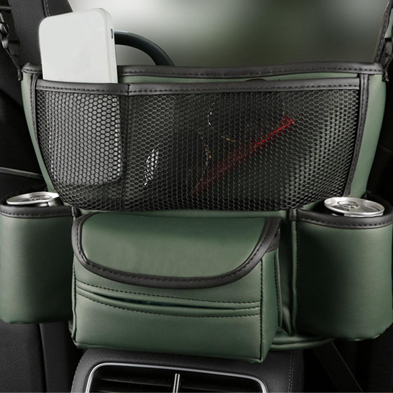 Storage Organizer Between Seats for Automotive Consoles Barrier of Dog Kid Green