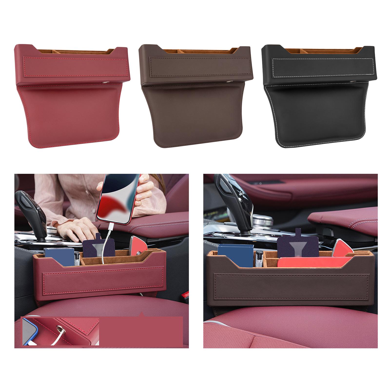 Car Seat Gap Organizer PU Leather Universal for Phones Keys Cards Red