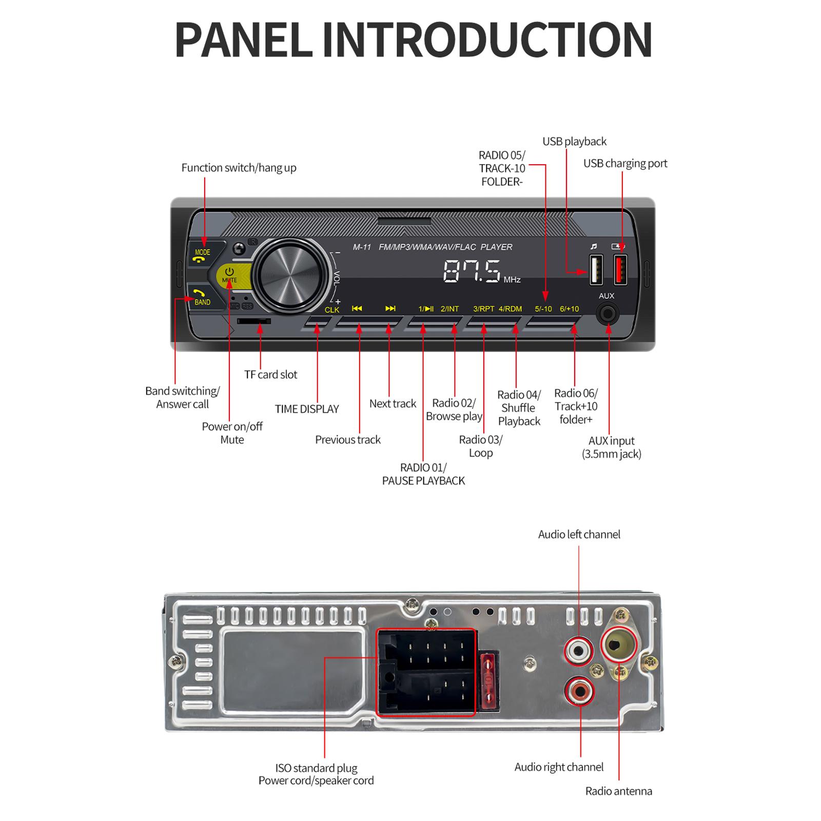 Car Stereo Receiver MP3 Player Mobile App Control Memory Playback Multimedia