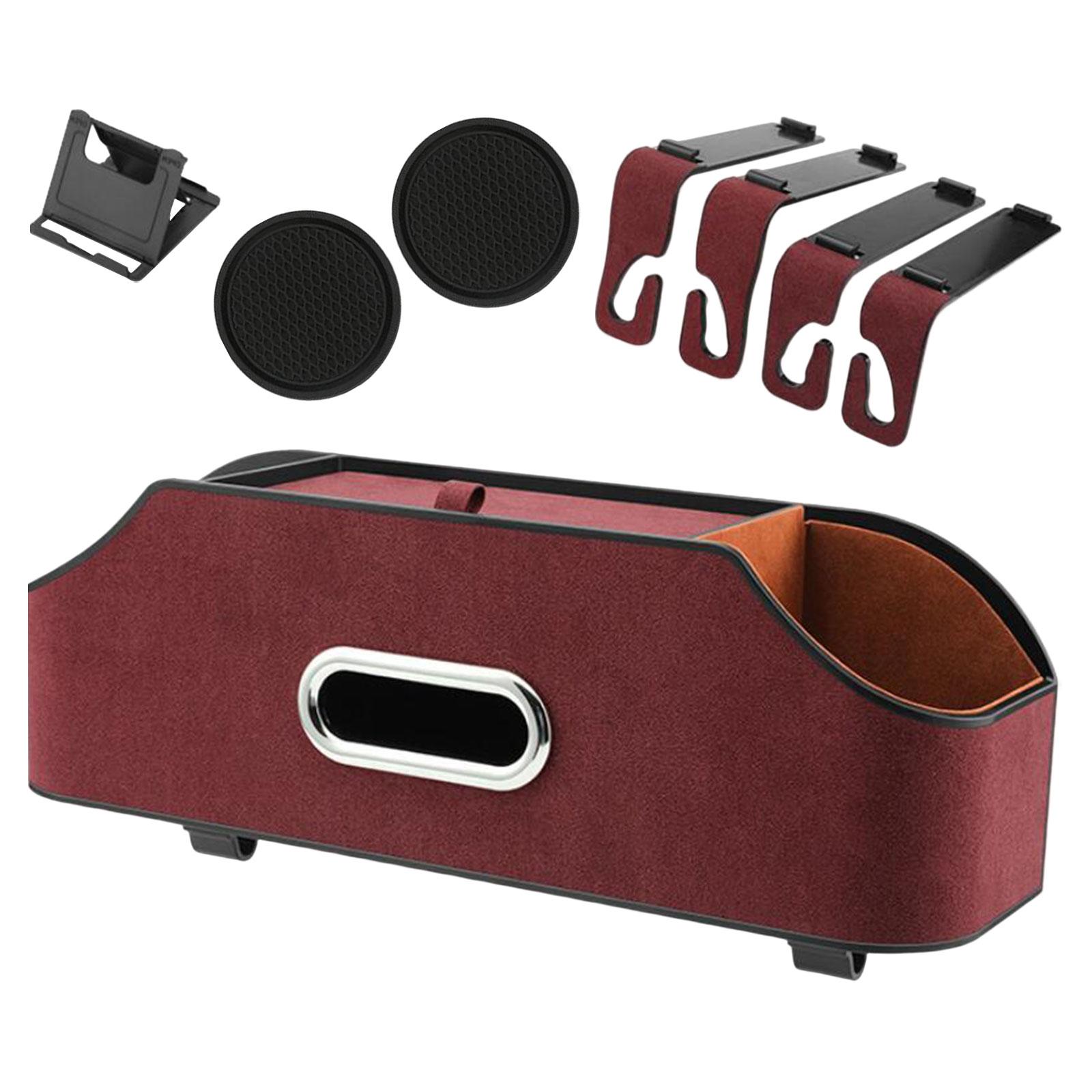 Car Headrest Seat Hanging Case Organizer Cup Tissues Storage Multifunctional Red