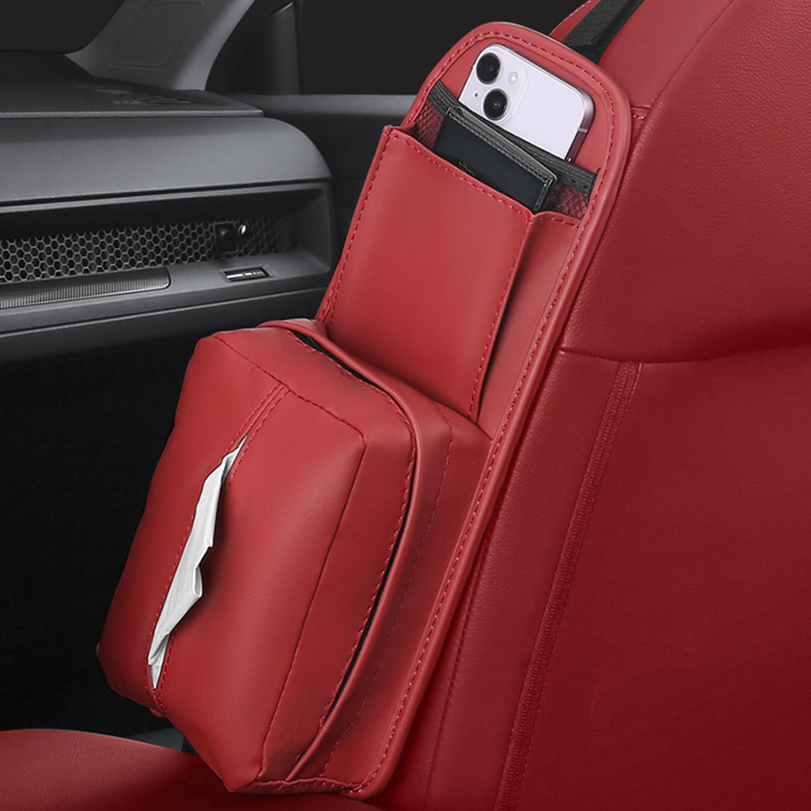 Car Truck Seat Side Organizer Hanging Tissue Holder Stylish Napkin Dispenser Red