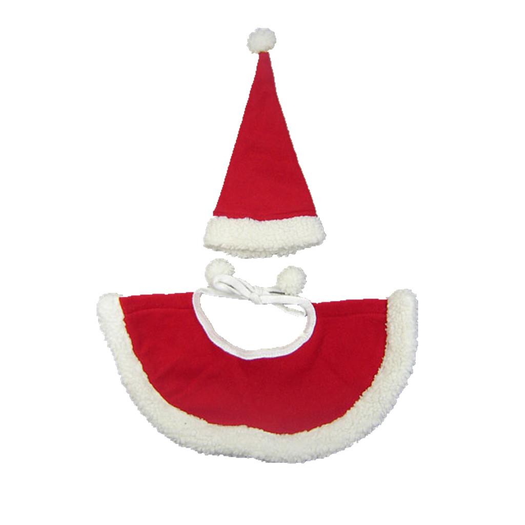 Pet Cat Dog Christmas Clothes Hat & Shawl Santa Coat Hoodie Apparel Red S