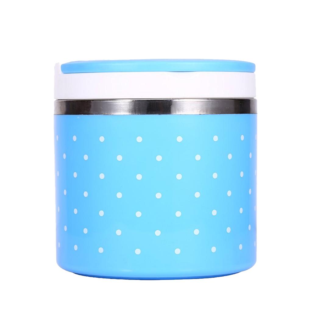 Stainless Steel Thermal Insulated Lunch Box Bento Food Container Handle Blue