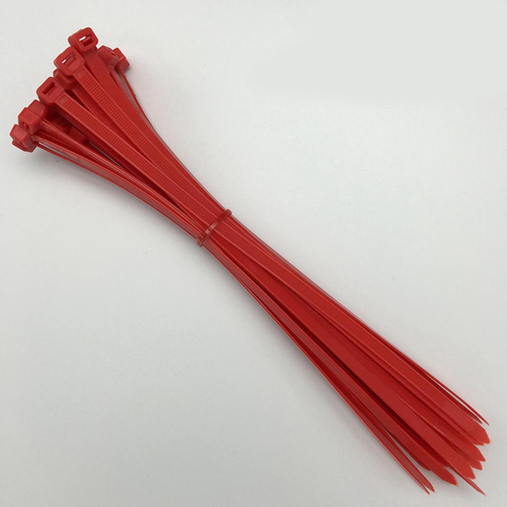 100pcs Self-locking Nylon Cable Tie Plastic Cord Zip Wire Kit 4x200mm Red