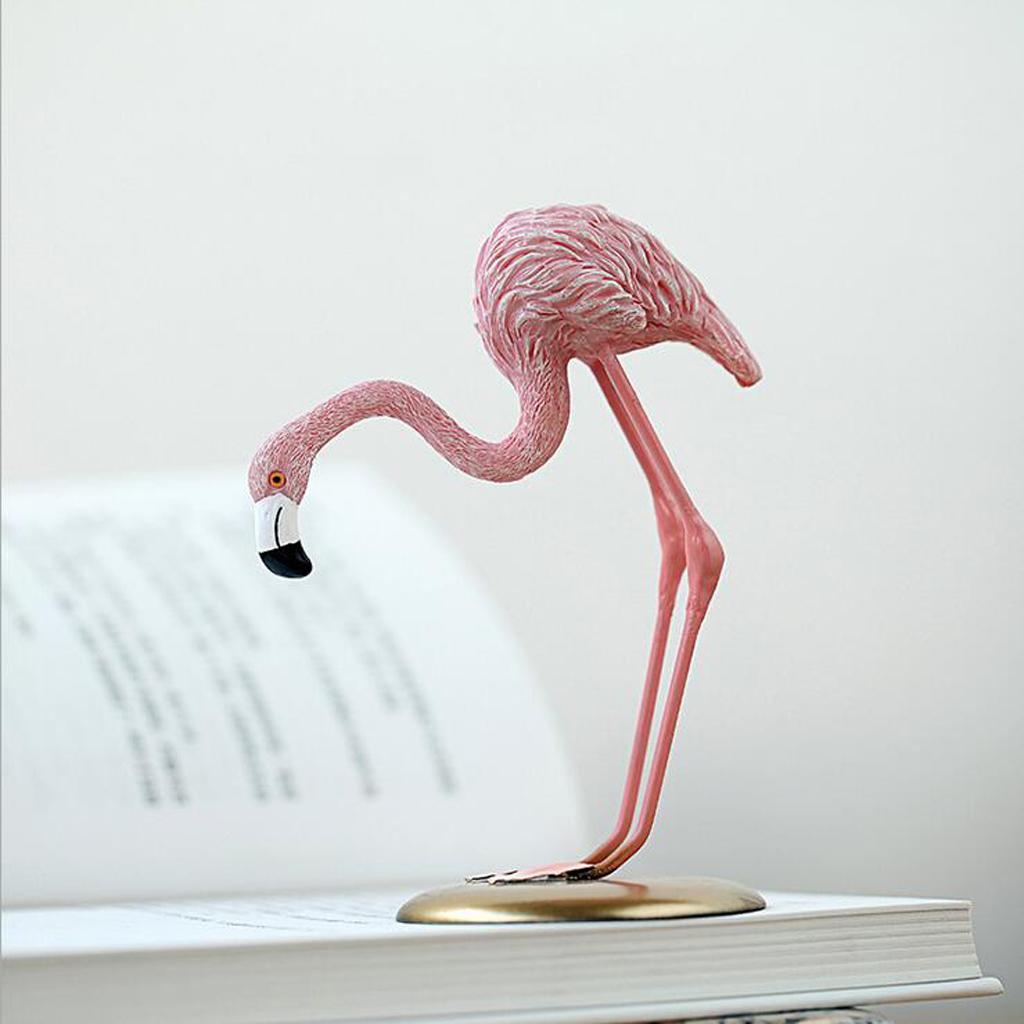 3x Resin Flamingo Figurine Miniature Sculpture Glass Base Stand Table 