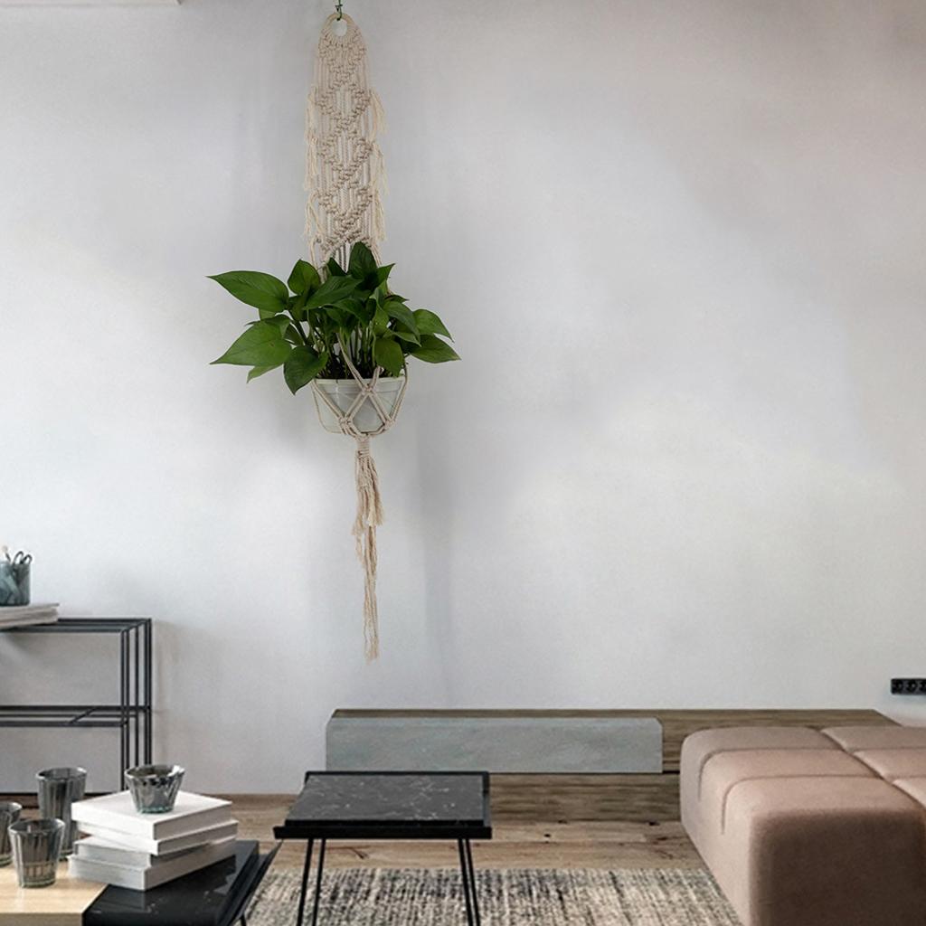 Cotton Rope Plant Hanger Handmade Cotton Plant Flower Pot Hanger 110cm