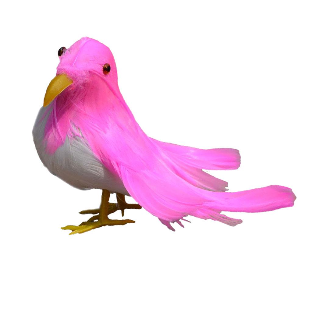 Decorative Artificial Feathered Miniature Birds Figure Model 2-Pink