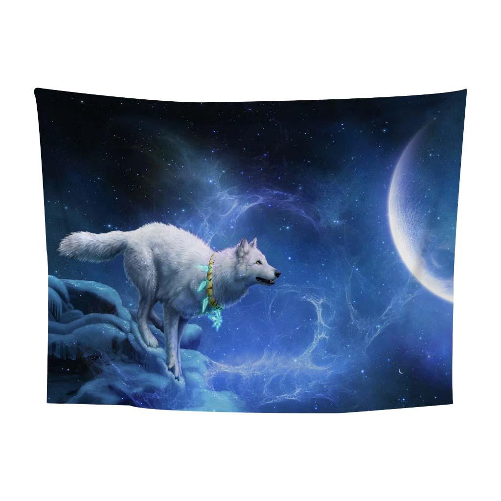 3D Effect Waterproof Wall Hanging Tapestry for Bedroom Wolf