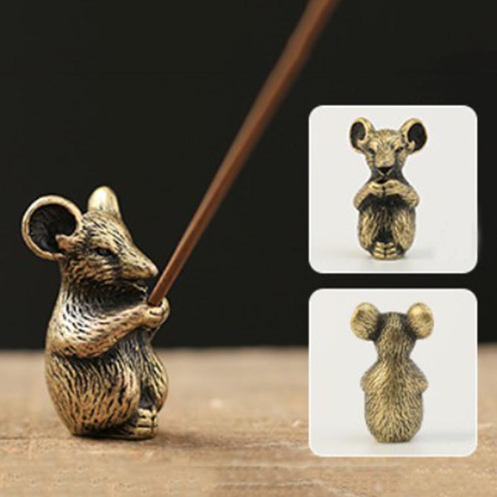 Brass Incense Burner Chinese Zodiac Animal Figurine Incense Holder Rat