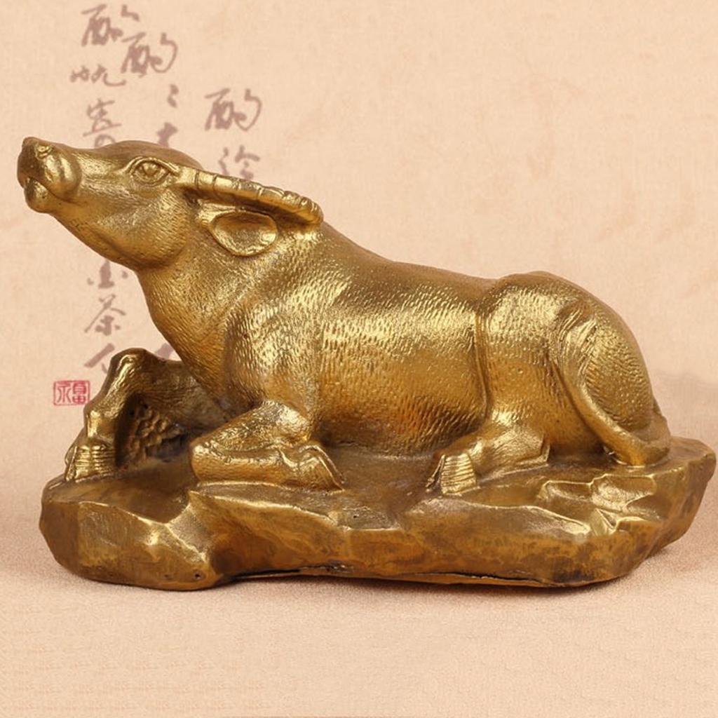 Copper Chinese 12 Zodiac Animal Statue Sculpture Ornament Luck Charm Cattle