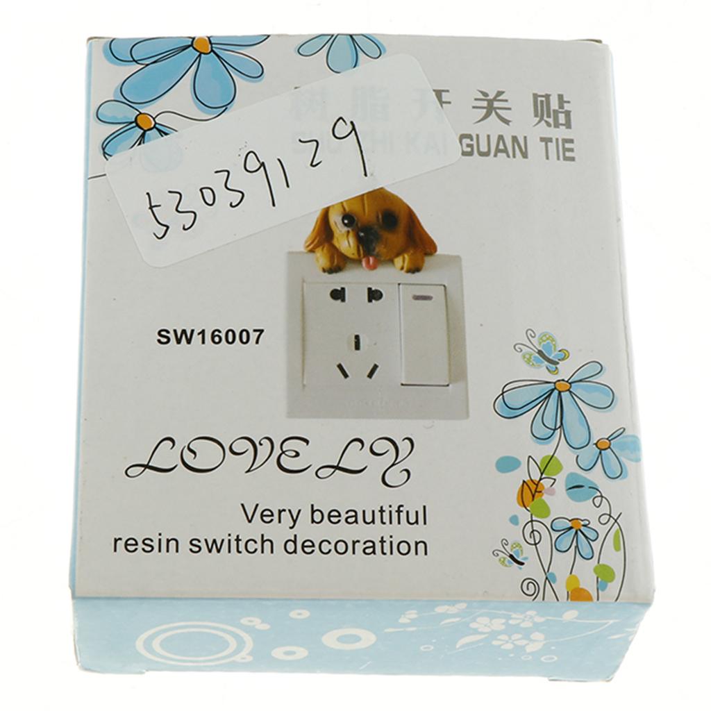 3D Creative Cute Resin Light Switch Cover Sticker Socket Protection Dog
