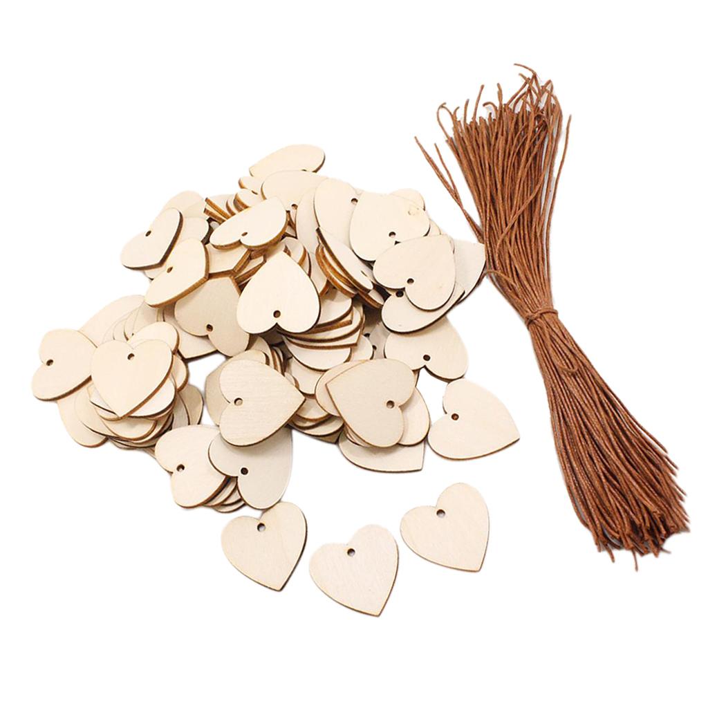 Wooden Heart Slices 100pcs