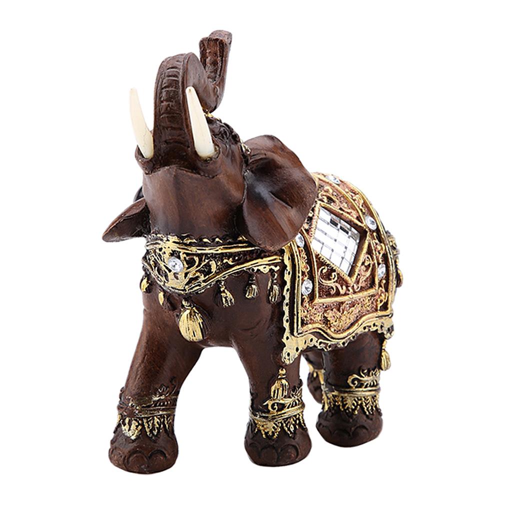 Handmade Crafts Creative Elephant Sculpture Ornament 3 Color & Size Brown_L