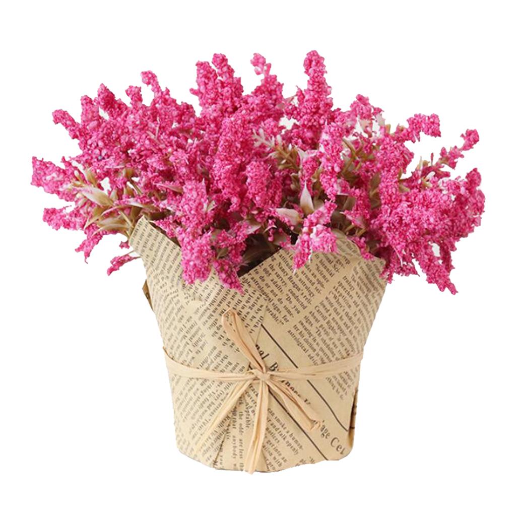 Artificial Lavender Gypsophila Flowers Bouquet Potted Flower Rose Red