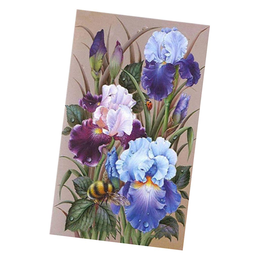 5D DIY Diamond Painting Kits Purple Flowers 30x20cm