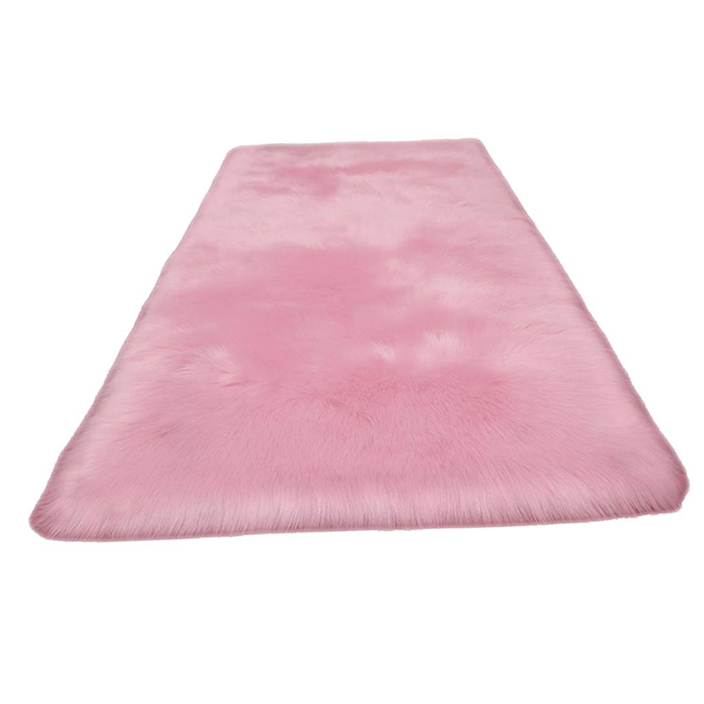 Luxury Faux Fur Area Rugs Bedroom Bedside Carpet Mat Sofa Bench Non Slip pink 60x120cm