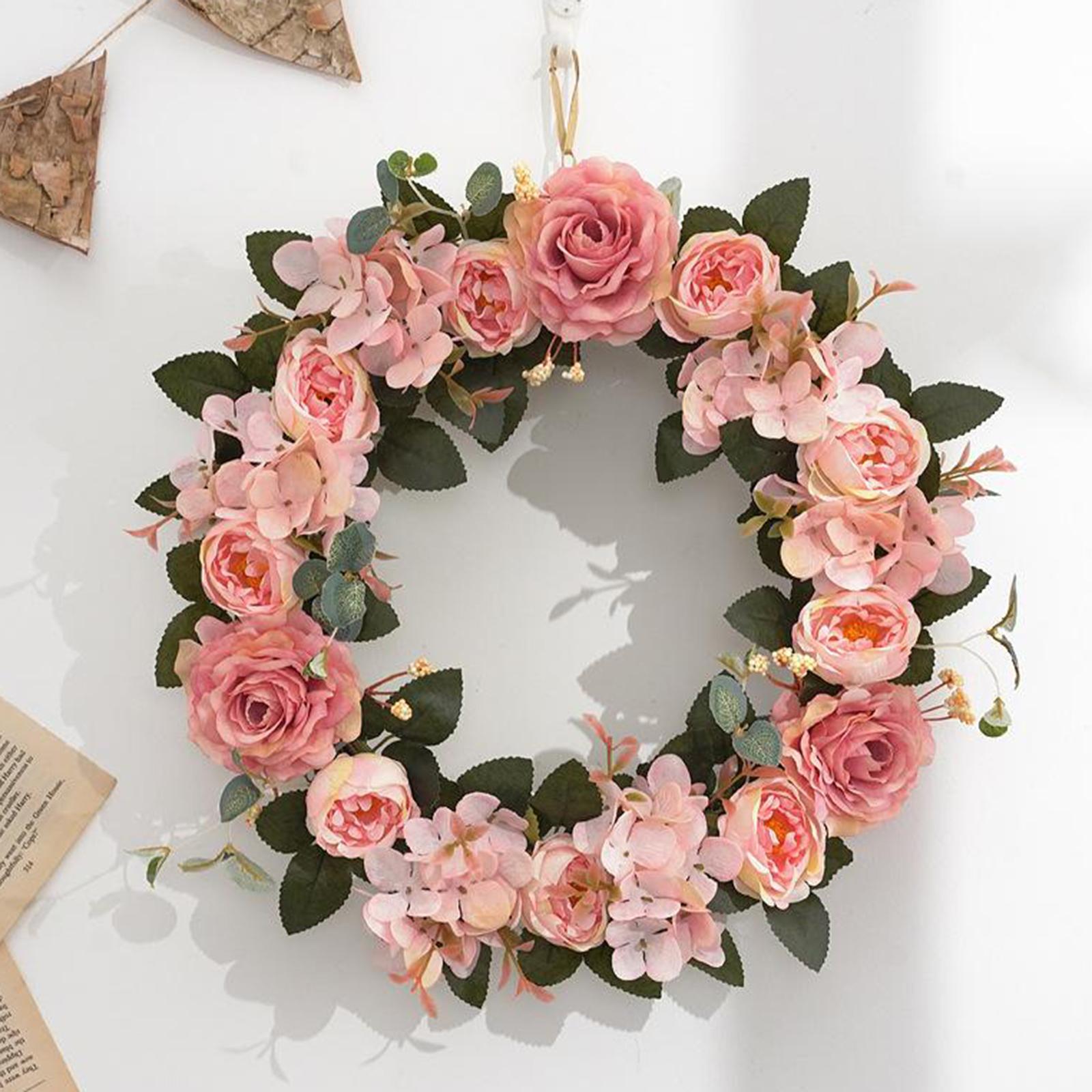 Silk Flower Peony Door Wreath for Holiday, Crafts,or Decoration Pink