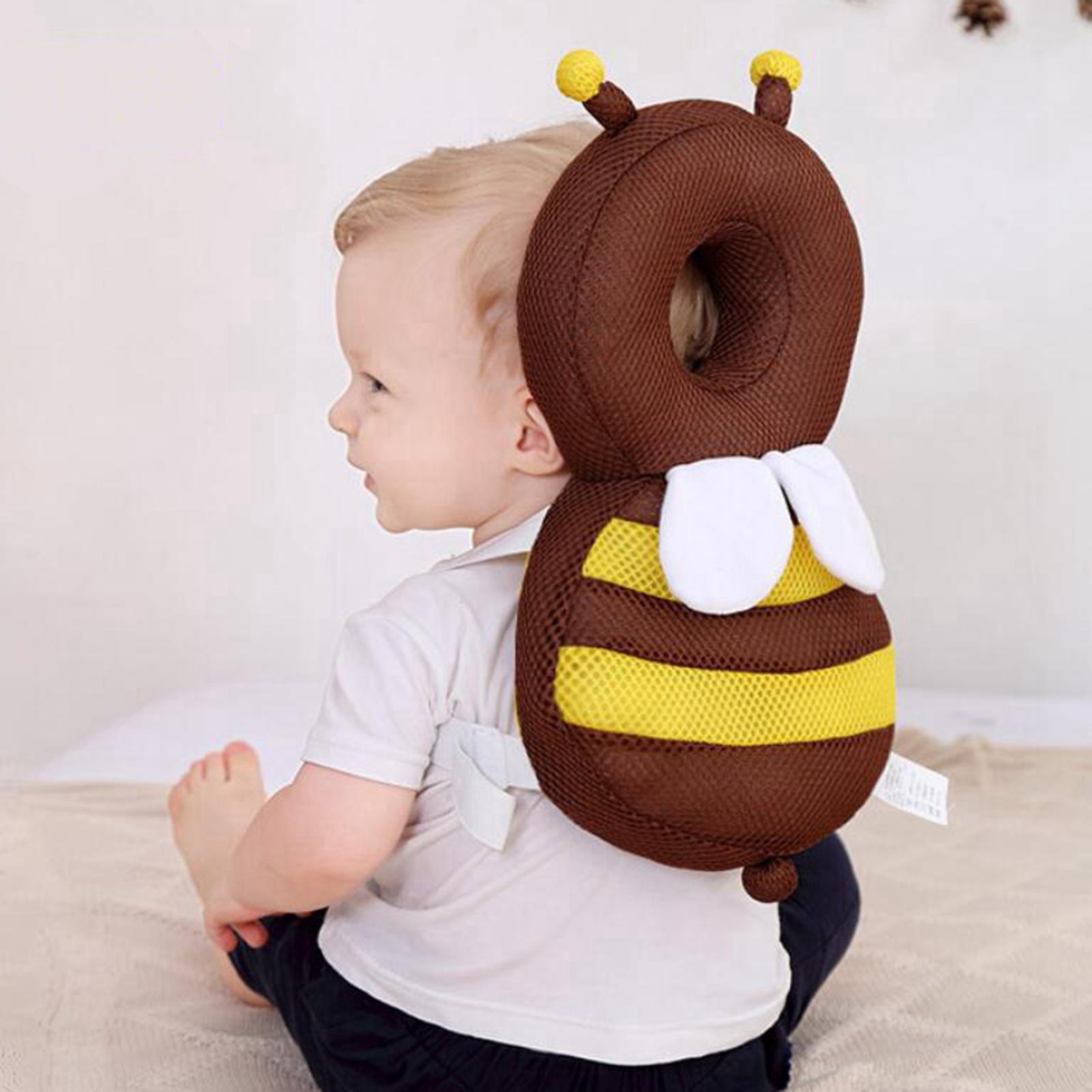 Newborn Head Back Protection Baby Pillow Toddler Cushion Brown Bee Flannel