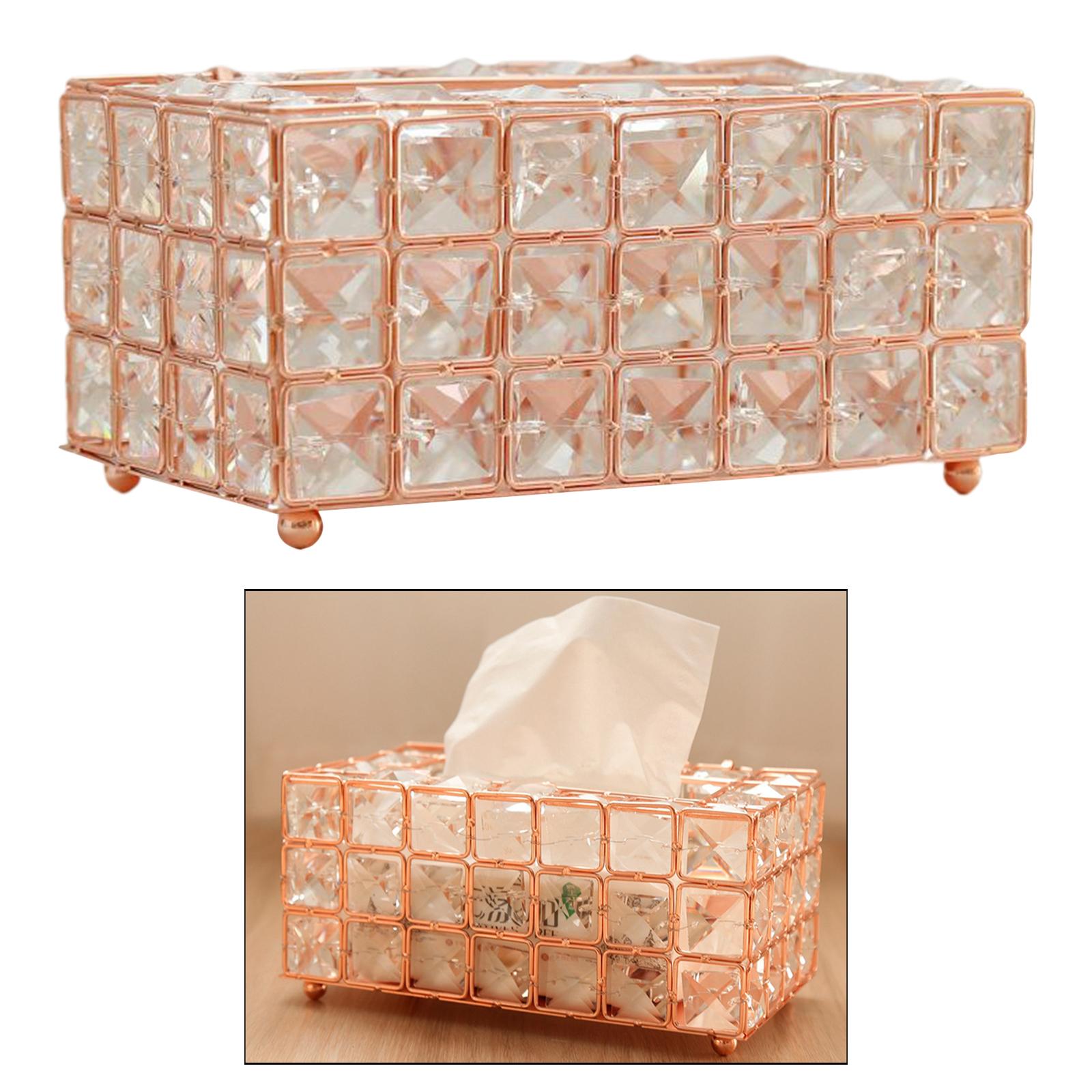 Tissue Box Rectangle Napkin Holder Cover Restauant Living Room Bedroom Car Rose Golden