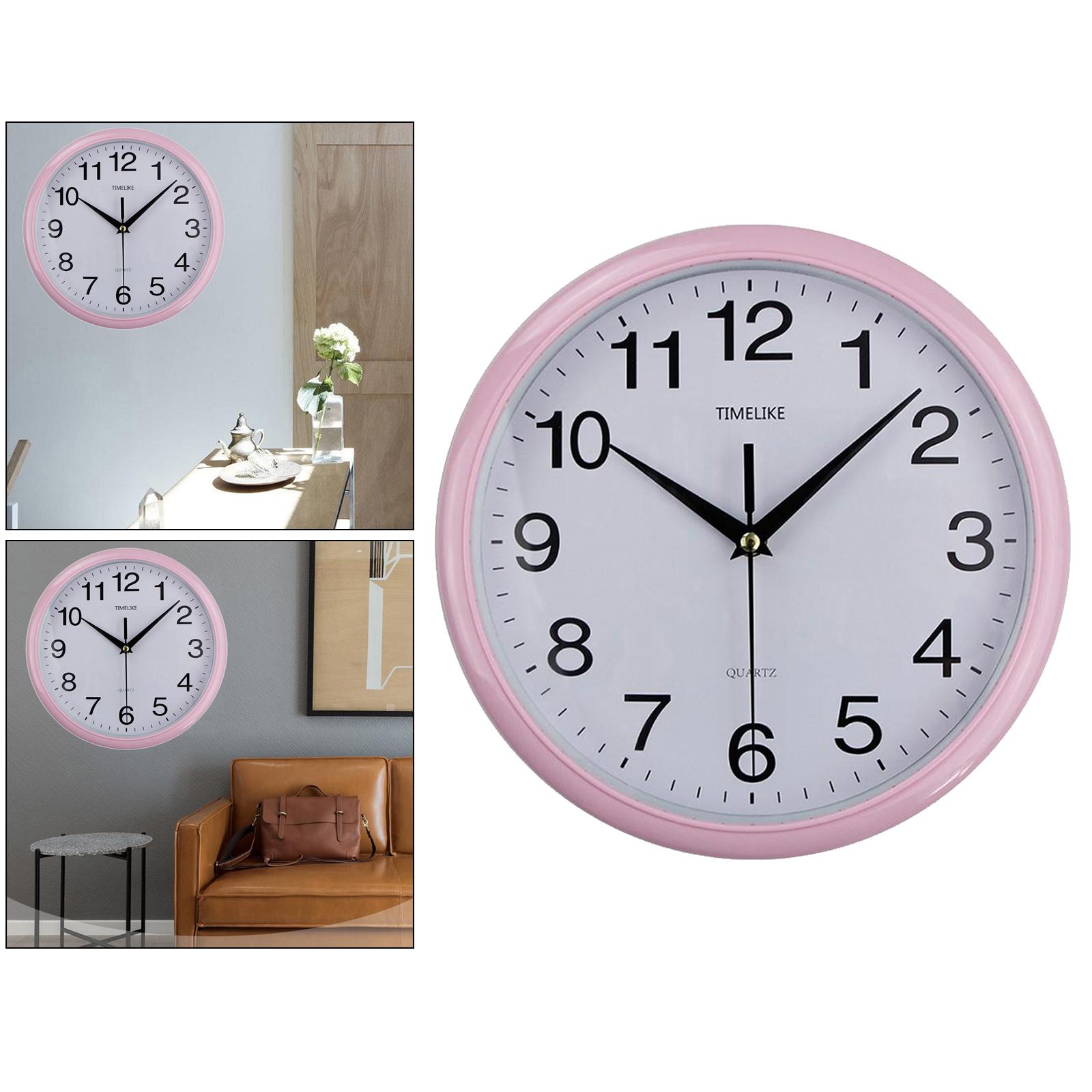 Modern Wall Clock Watches Silent Non Ticking Home Living Room Office Pink