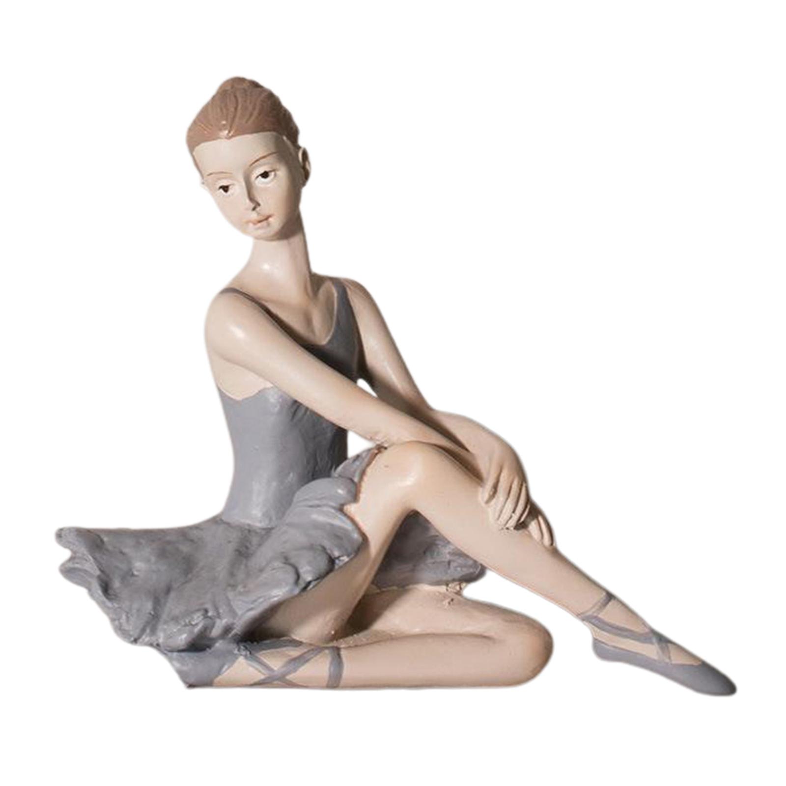 Resin Elegant Figurine Ballerina Ballet Dancer Desktop Ornament Statue E