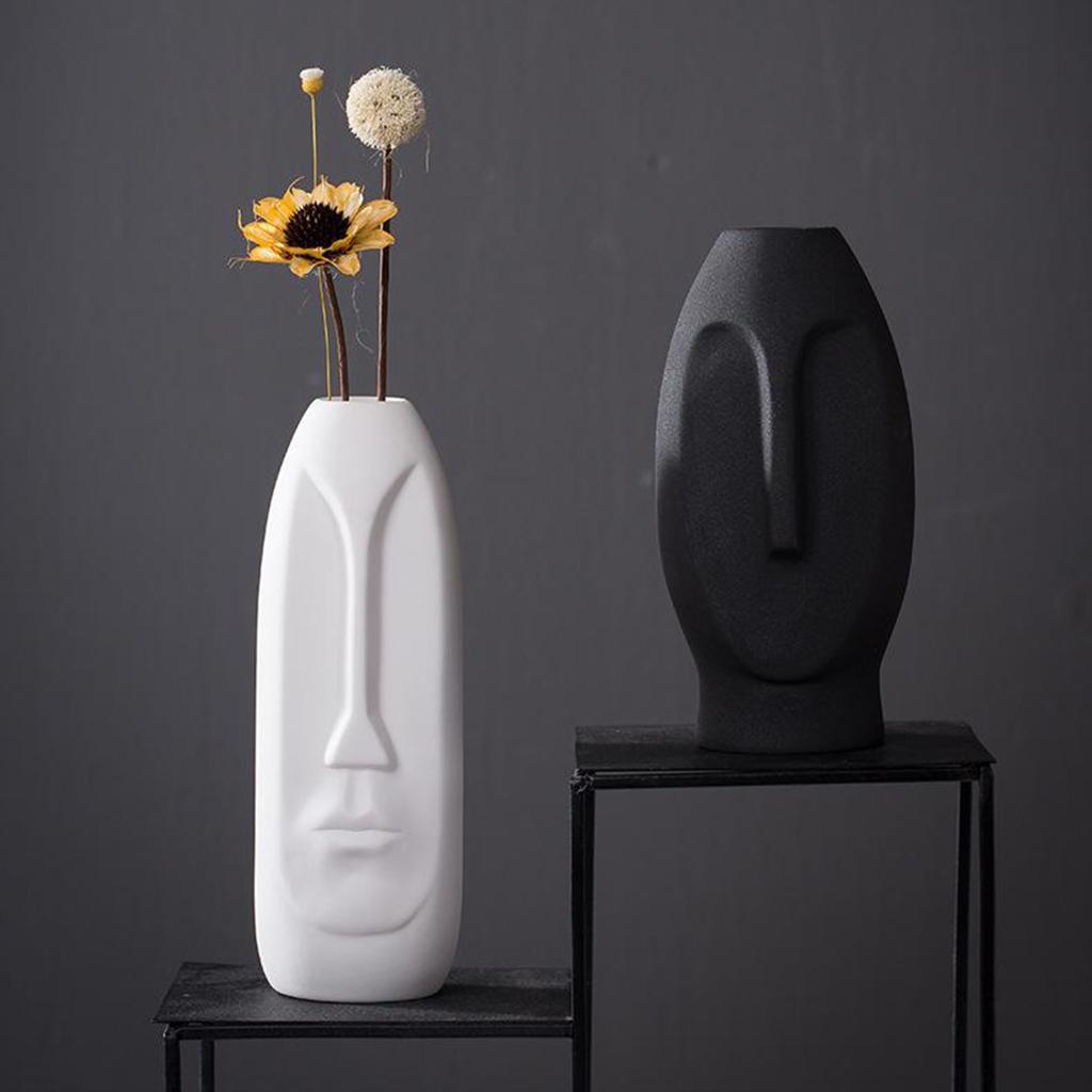Ceramic Vase For Dried Stems Bunch Flower Arrangement White 7.2x21cm