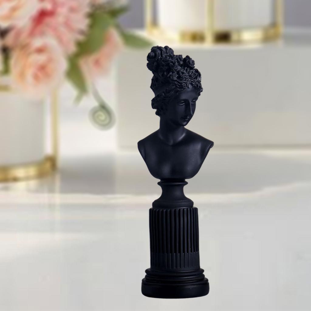 Lady Bust Statue Girls Sculpture Elegant Cabinet Resin Figurines Black