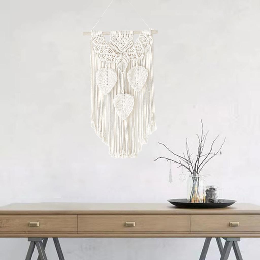 Bohemian Cotton Woven Tapestry Pendant Wall Hanging Nursery Ornament Beige